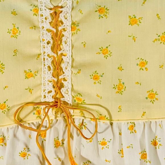 Bloome de Jeune Fille Yellow Floral Prairie Dress Girls 3T Puff Sleeve Vtg 70s - Picture 6 of 10
